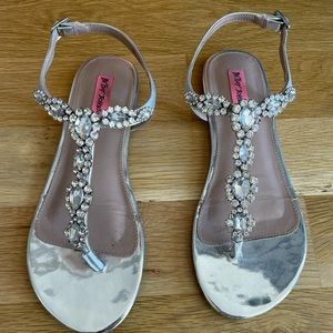 Betsey Johnson Silver Rhinestone sandals